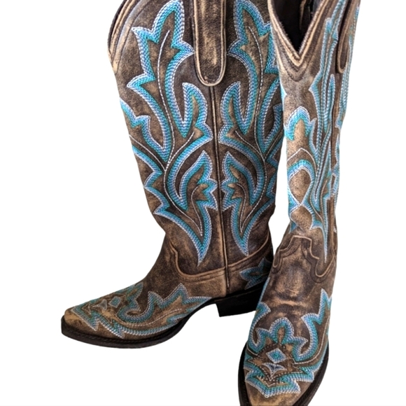 New...LANE Cowboy Brown Saratoga Boots...Size 5 - Picture 4 of 12